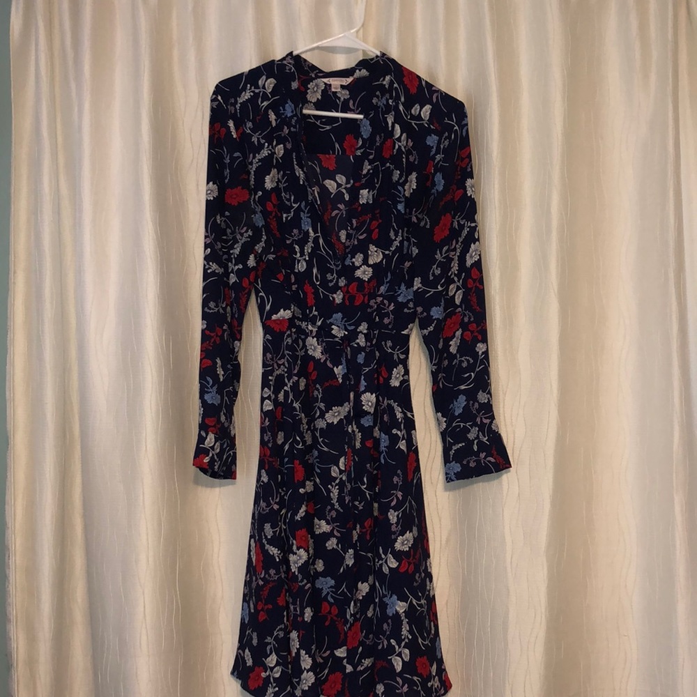 Nanette Lepore navy floral dress with detachable slip
